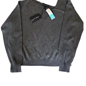 NWT Grey Rayon Sweater with Asymmetric Neck line, L